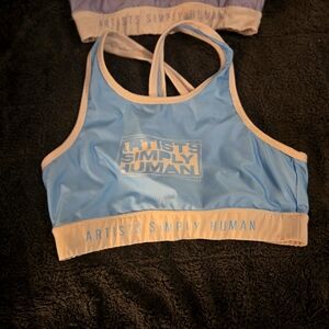 Ash Light Blue and White Sports Bra